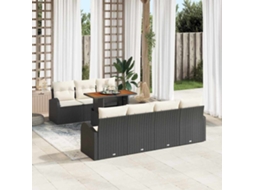 Vidaxl Conjunto De Sofá De Jardim 8 Unid. Preto Rattan Sintético