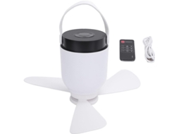 Ventilador De Teto Recarregável Via Usb Com Luz Led, Portátil