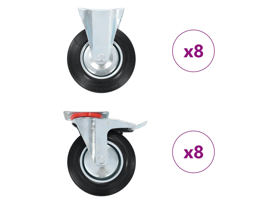 Vidaxl 16 Pcs Rodas 200 Mm