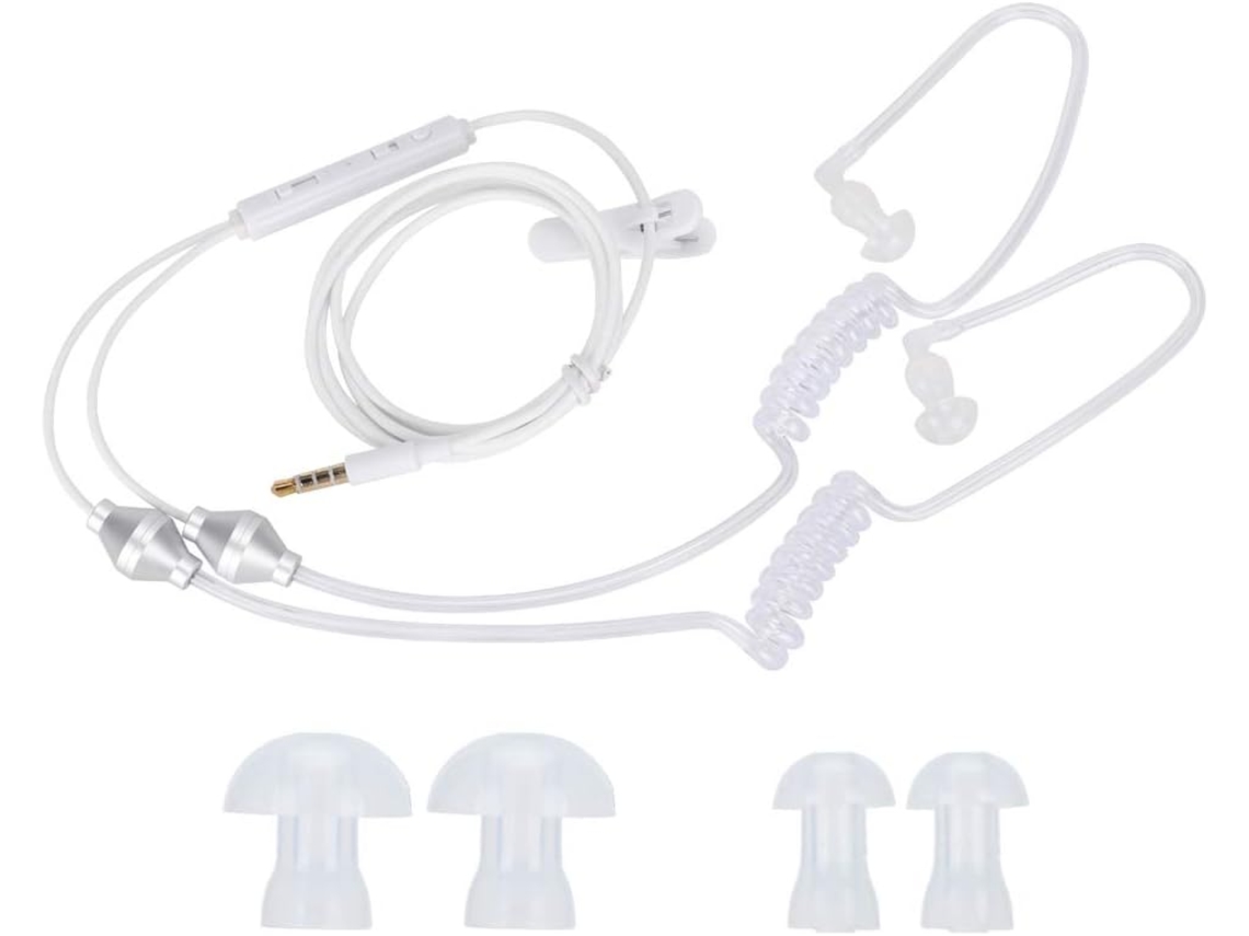 Fone De Ouvido Com Tubo Ar Antirradiação 3,5 Mm Design Espiral Dupla