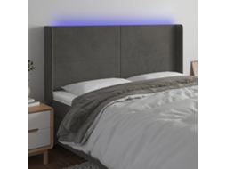 Vidaxl Cabeceira De Cama C/ Led Veludo 183x16x118/128 Cm Cinza-escuro
