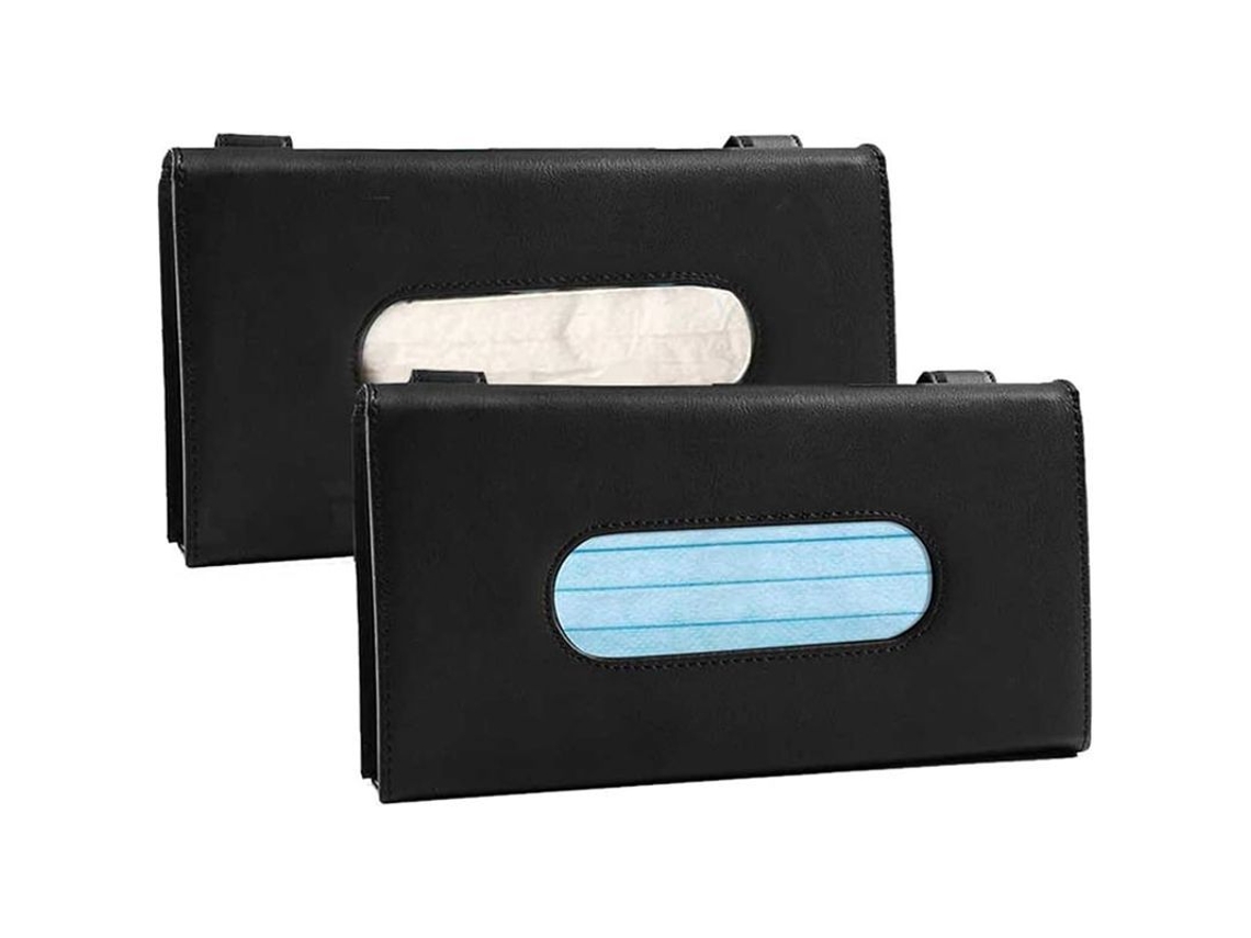 2 Unidades Porta Pañuelos Para Coche Visera Cuero Resistente Portamascarillas Organizador De Interiores