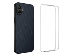 Capa Magnética Wanlonfeng Tq1 Series Com Textura De Fibra De Carbono E Tpu Para Samsung Galaxy A06 5g Com 2 Películas De Tela Safira