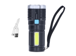 Lanterna LED Super Brilhante Quatro Núcleos Recarregável USB Indicador de Bateria e Modos de Luz | S/MARCA