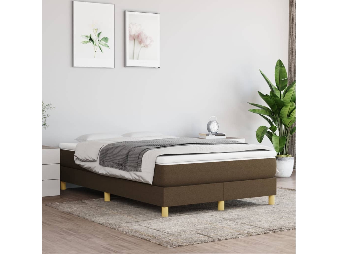 Vidaxl Cama Com Molas/colchão 120x200 Cm Tecido Castanho-escuro