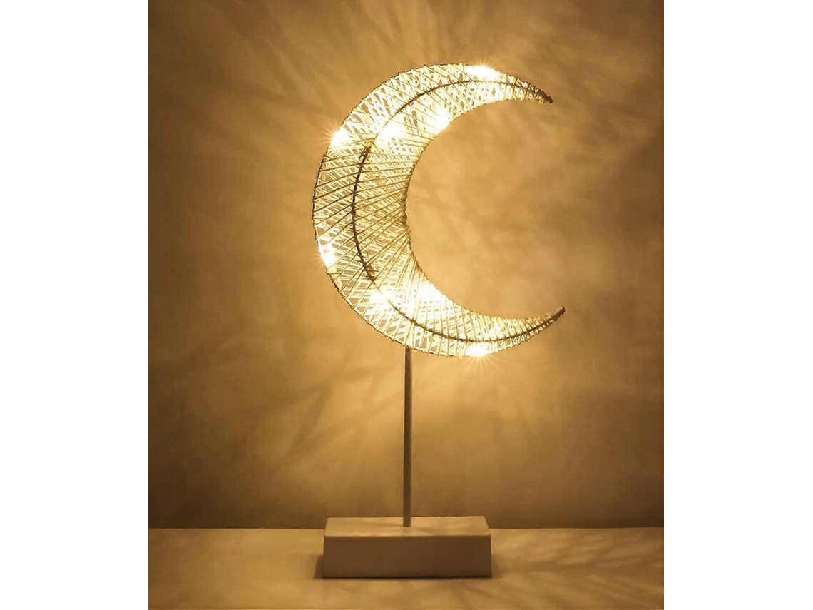 Rebe lâmpada de Mesa em Forma de Lua para Crianças, Lâmpada de Noite Led com Luz Branca Quente, Funciona com Pilhas, Decorativa para Quarto