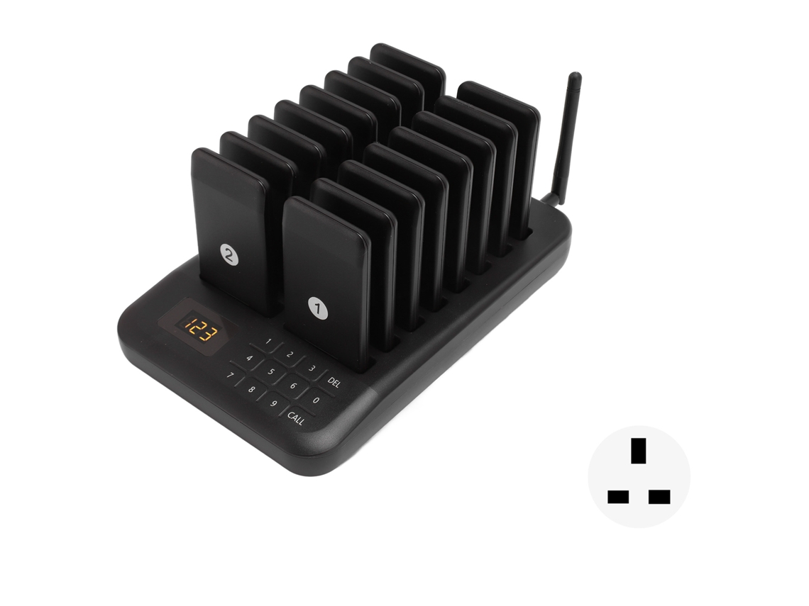 Sistema de Chamada Sem Fio 1 a 16 com Plug Uk para Restaurante Hospital Hotel 100 240v