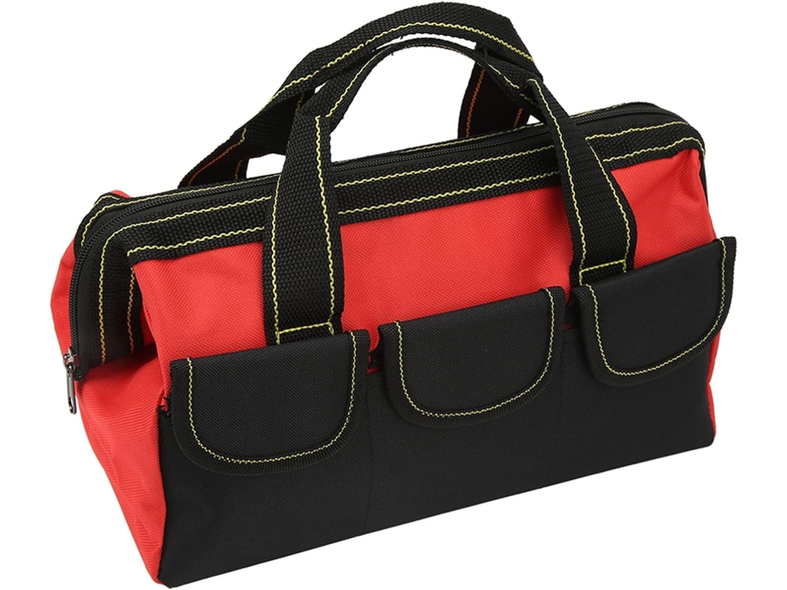 Bolsa para ferramentas Pocreation, bolsa de tecido Oxford com 13 compartimentos, zíper, abertura longa e design multifuncional para