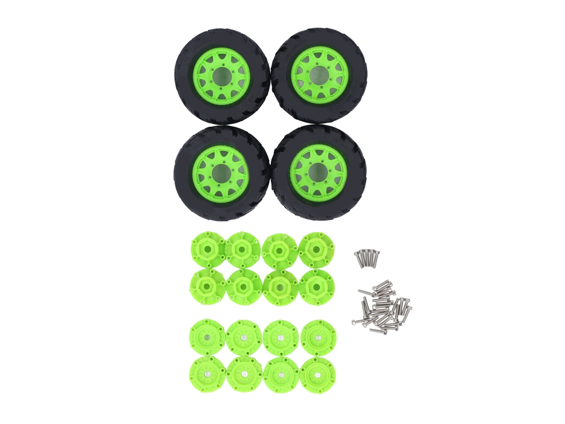 Mali pneus de Borracha com Aro de Plástico Verde para Carro Rc Crawler 1/8 1/10, 4pcs, Alto Aderência e Durabilidade