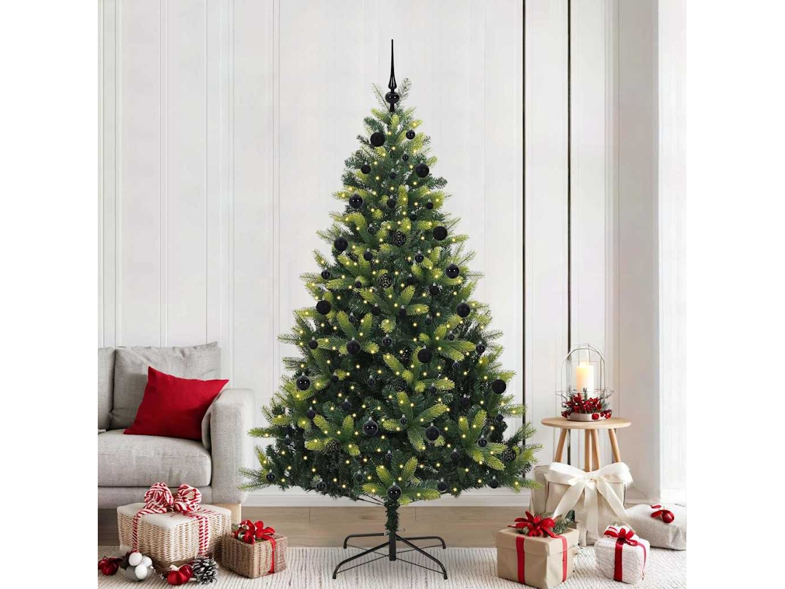 Vidaxl Árvore De Natal Artificial Articulada 300 Leds Verde 210 Cm