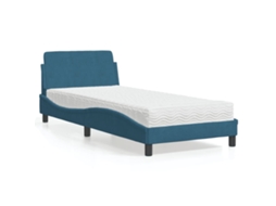 Cama Com Colchão 80x200 Cm Veludo Azul