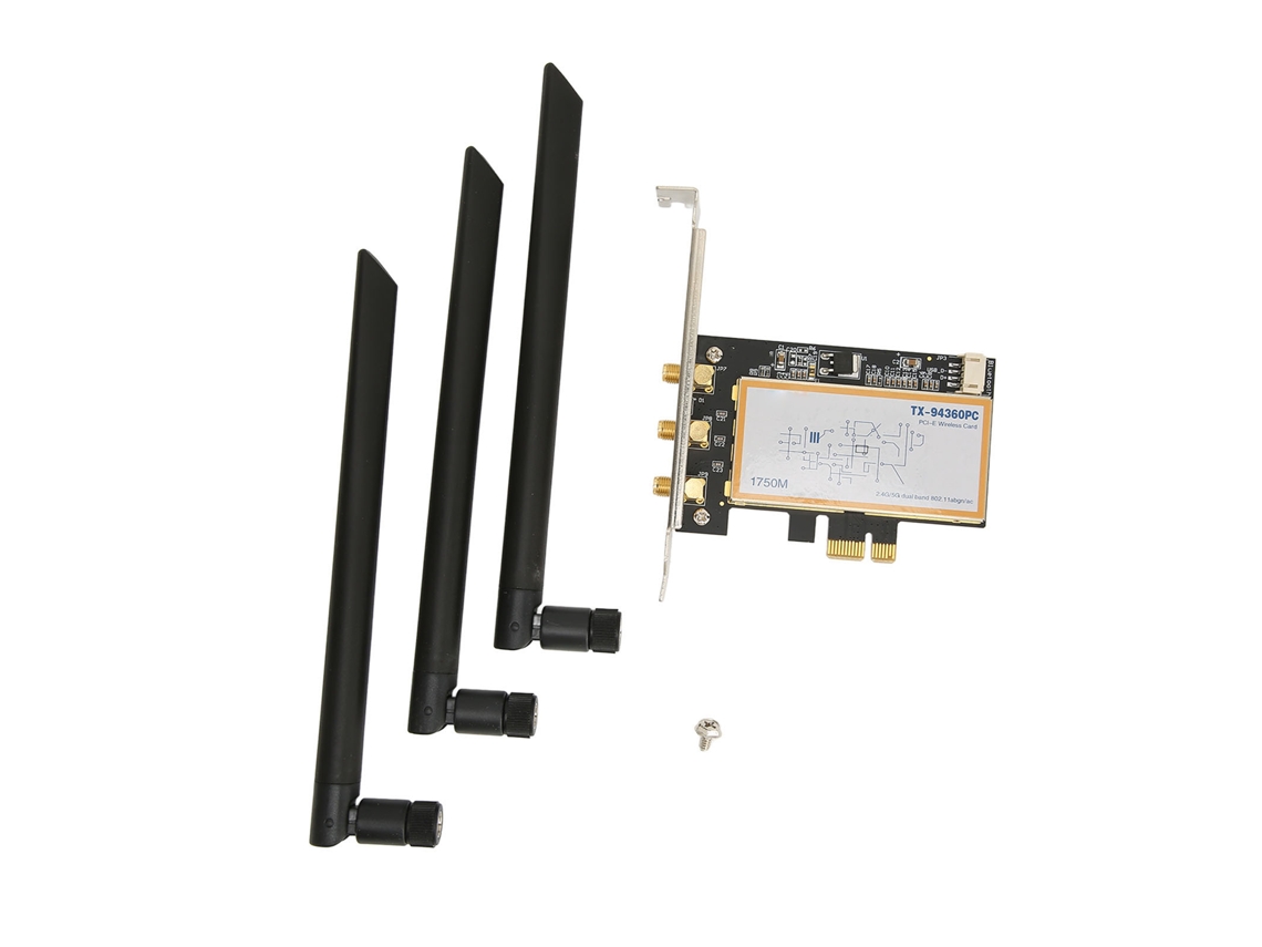 Placa De Rede Wi Fi Pcie X1 De 1750 Mbps Com 3 Antenas, Compatível Com Windows 7, 8 E 10. Aquaforge