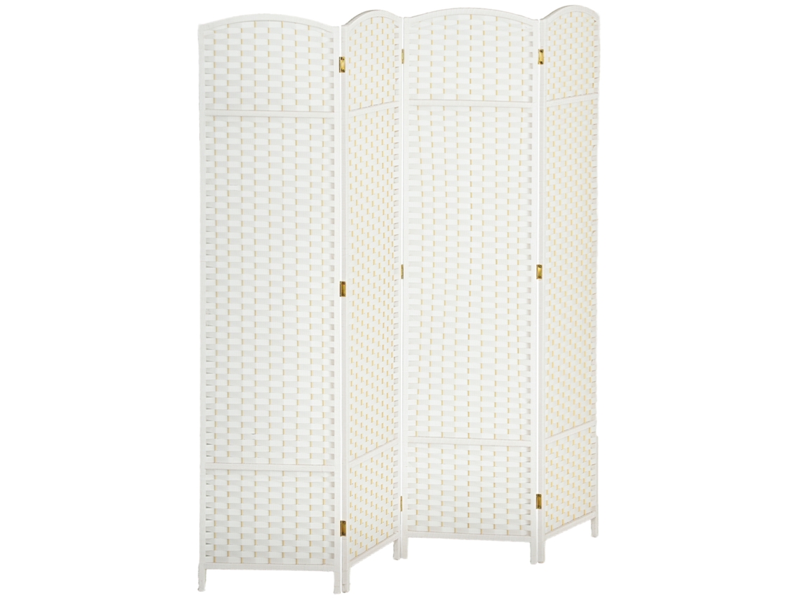 Divisória Interna de Madeira com 4 Painéis Dobráveis, 160x170 Cm Branco | S/MARCA
