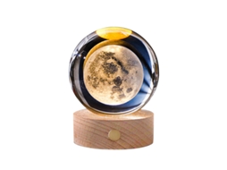 Bola de Cristal Led 3D, 80mm, Base de Madeira, Usb LAXISCREED