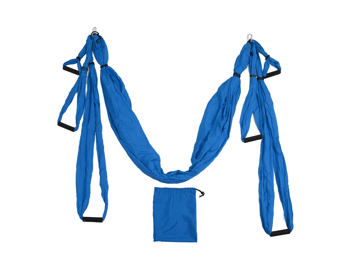 Conjunto de balanço de ioga aérea de poliéster algodão ajustável rede antigravidade para melhorar flexibilidade azul escuro S/MARCA