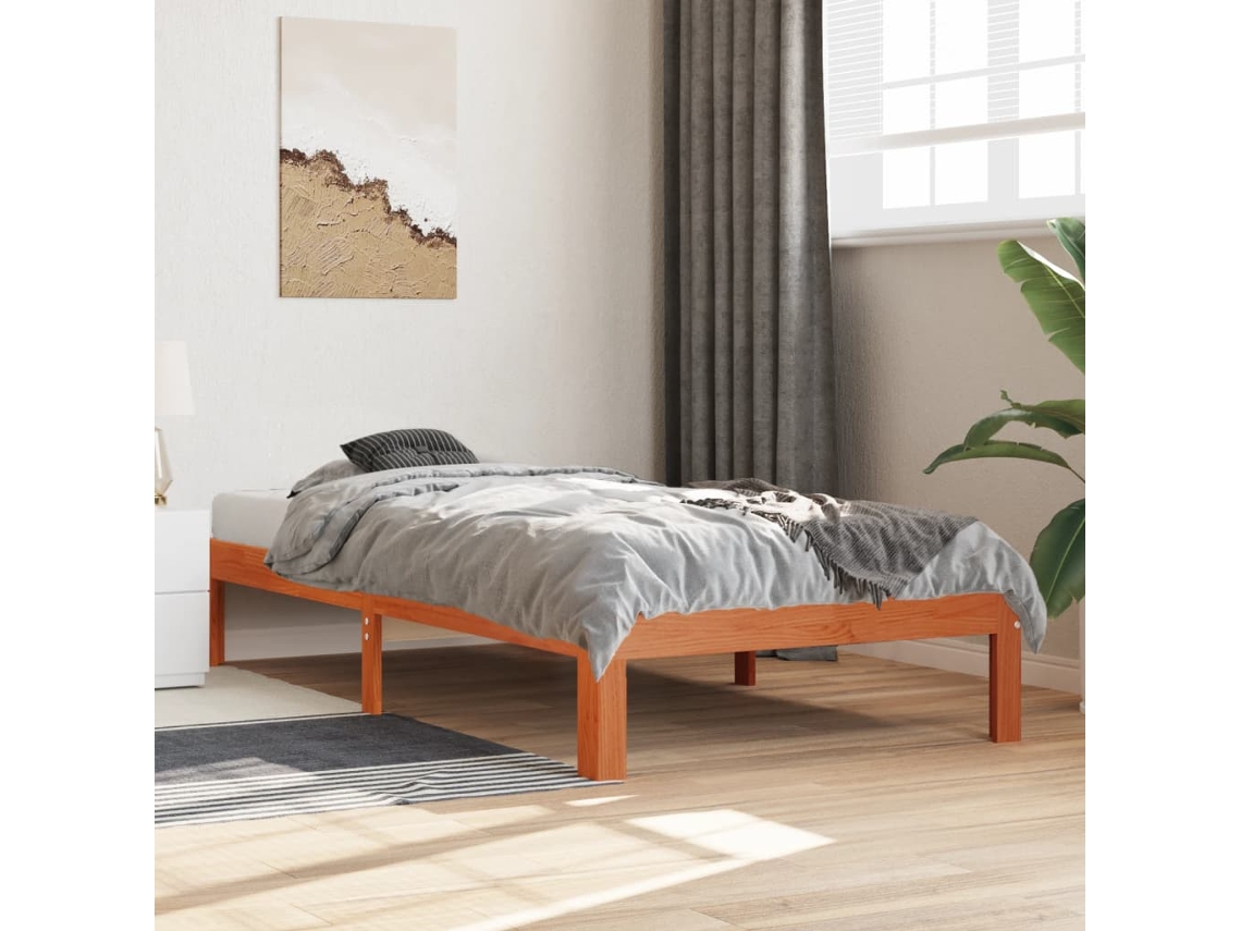 Cama Sem Colchão 90x190 Cm Madeira De Pinho Maciça Castanho-mel