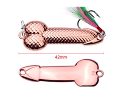 Isca de Pesca com Lure de Metal e Penas 7g Ouro Rosê