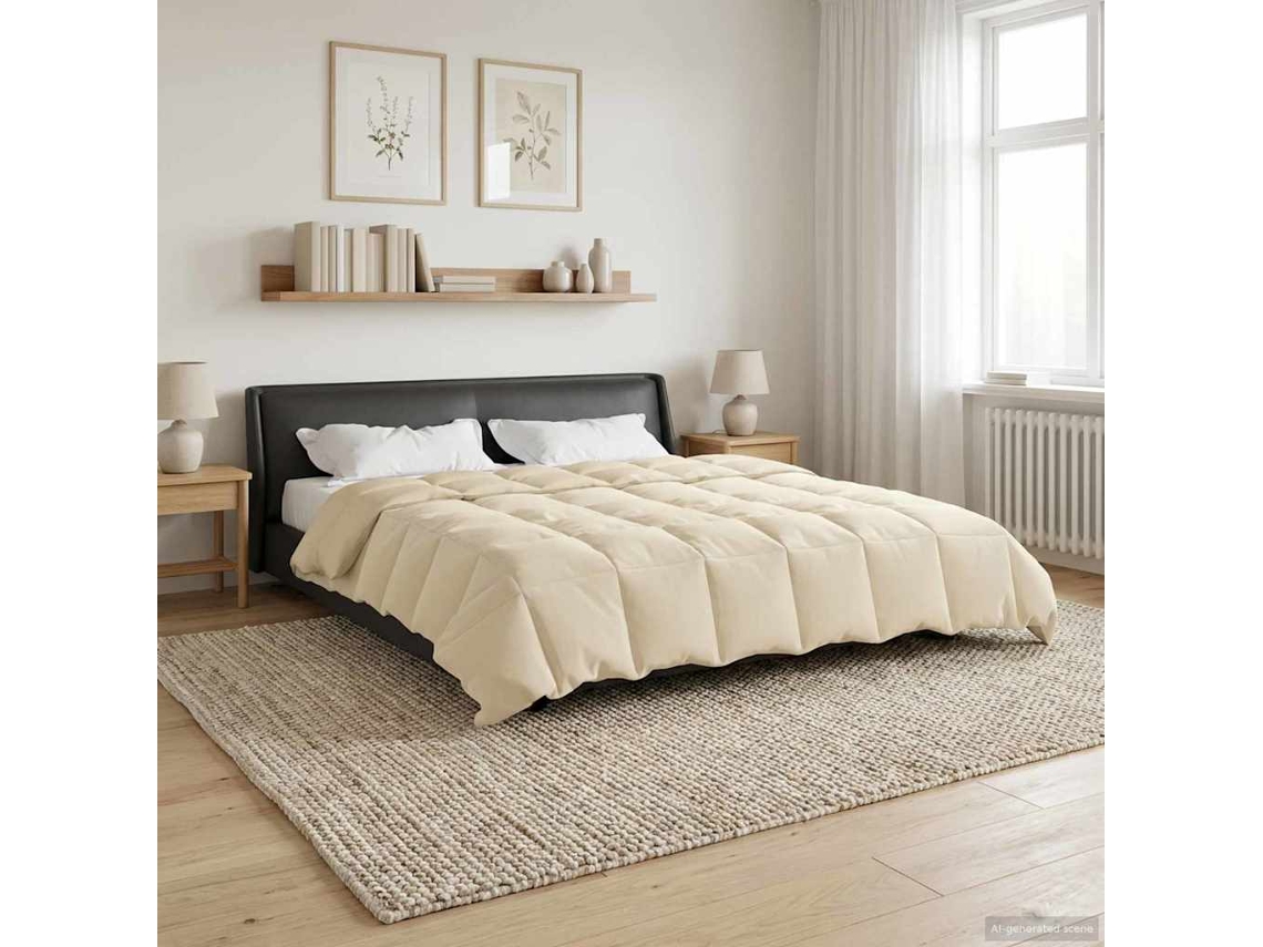 Vidaxl Duvet De Ano Inteiro Colchonete Creme 200 X 240 Cm Microfibra
