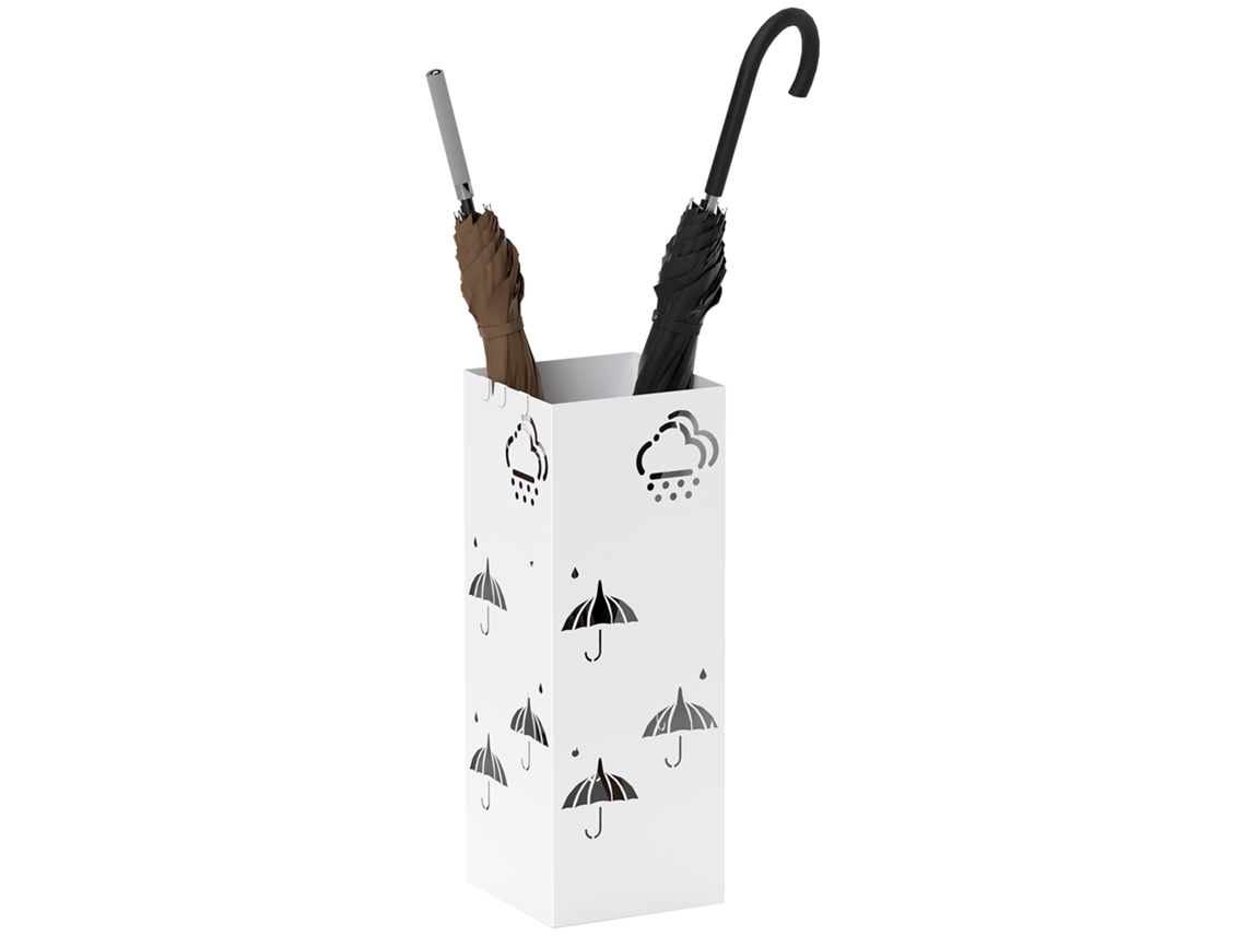 Suporte Para Guarda-chuvas Em Aço Com Bandeja Coletora De Gotas, Ganchos Para Dobráveis E Design Decorativo, 15,5 X X 41 Cm