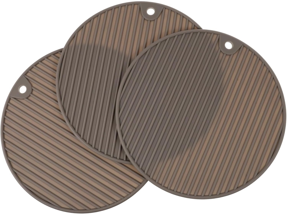Conjunto De 3 Bases Isolantes Silicone, Formato Redondo, Laváveis, Para Xícaras E Panelas. Vayotoy