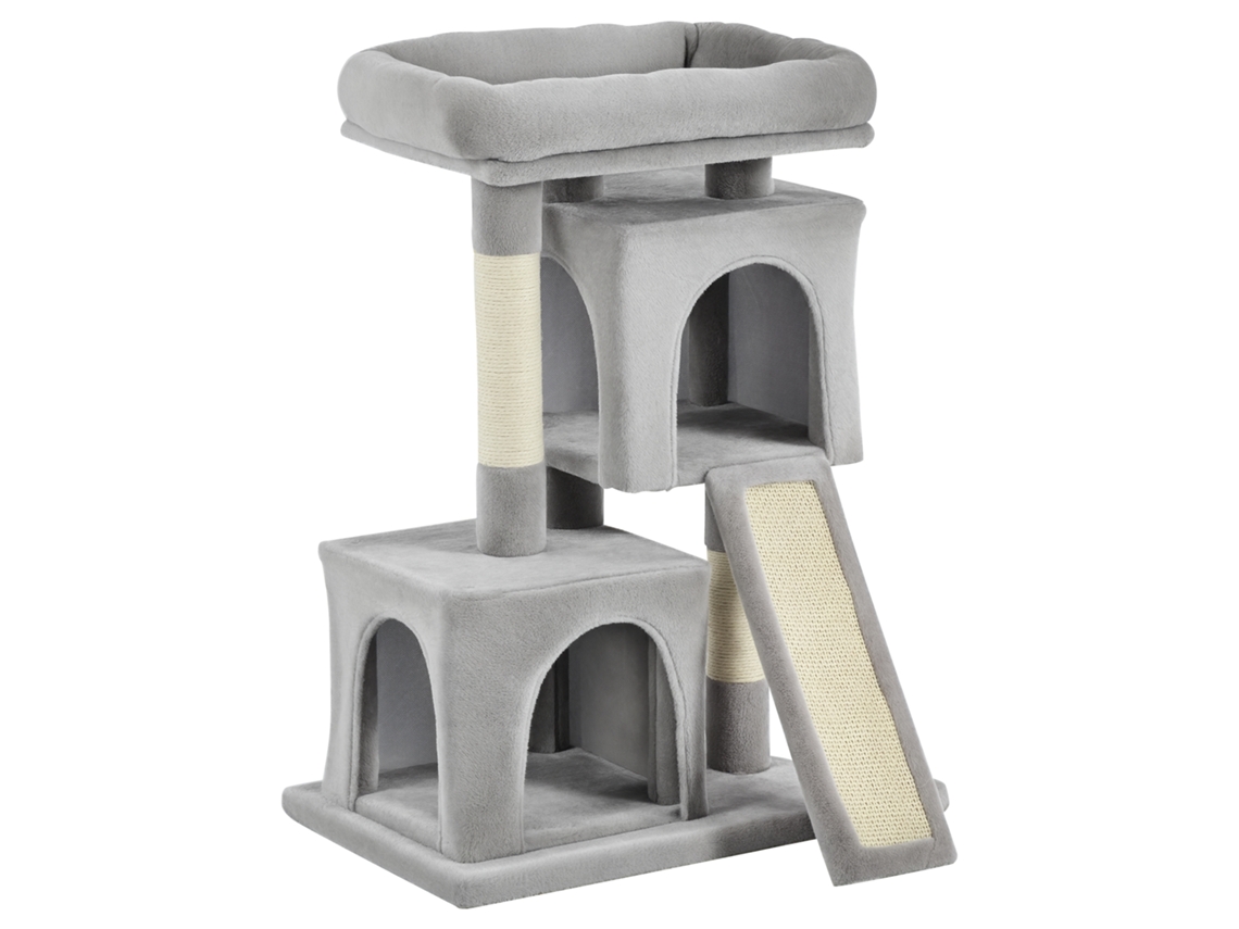 Árvore para Gatos com Postes de Sisal, Cama e 2 Casinhas, 59x39x81cm, Cinza ESSÊNCIACASA