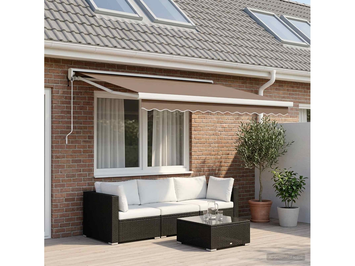 Vidaxl Toldo Retrátil Cinzento-acastanhado 350 X 250 Cm Tecido E Metal