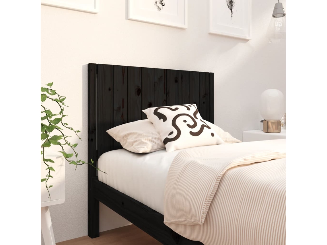 Vidaxl Cabeceira de Cama 95,5x4x100 Cm Pinho Maciço Preto