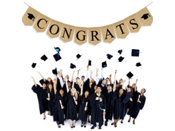 Banner De Graduação De Saco Com Boné Preto Para Parabenizar Graduados Montado