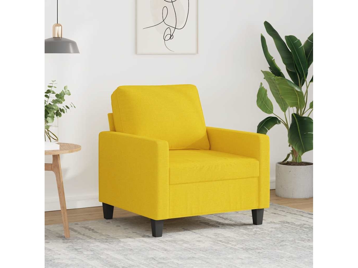 Vidaxl Poltrona 60 Cm Tecido Amarelo-claro