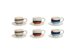 Conjunto de xícaras de café Home Esprit amarelo azul verde roxo metal dolomita 180 ml