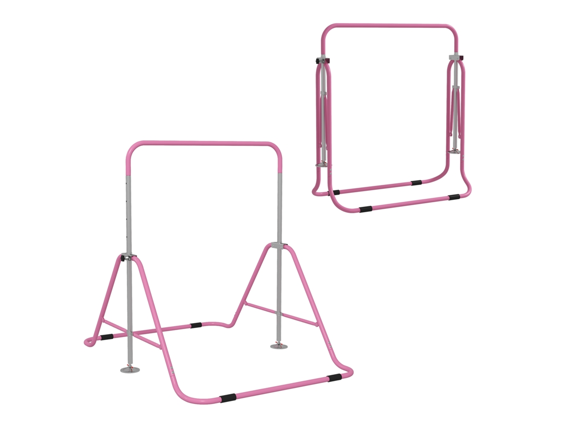 Barra Dobrável para Elevar para Crianças de 3 a 8 Anos com Alturas de Aço Ajustáveis. 154x106,2x88,5 128,5cm. Rosa Ge