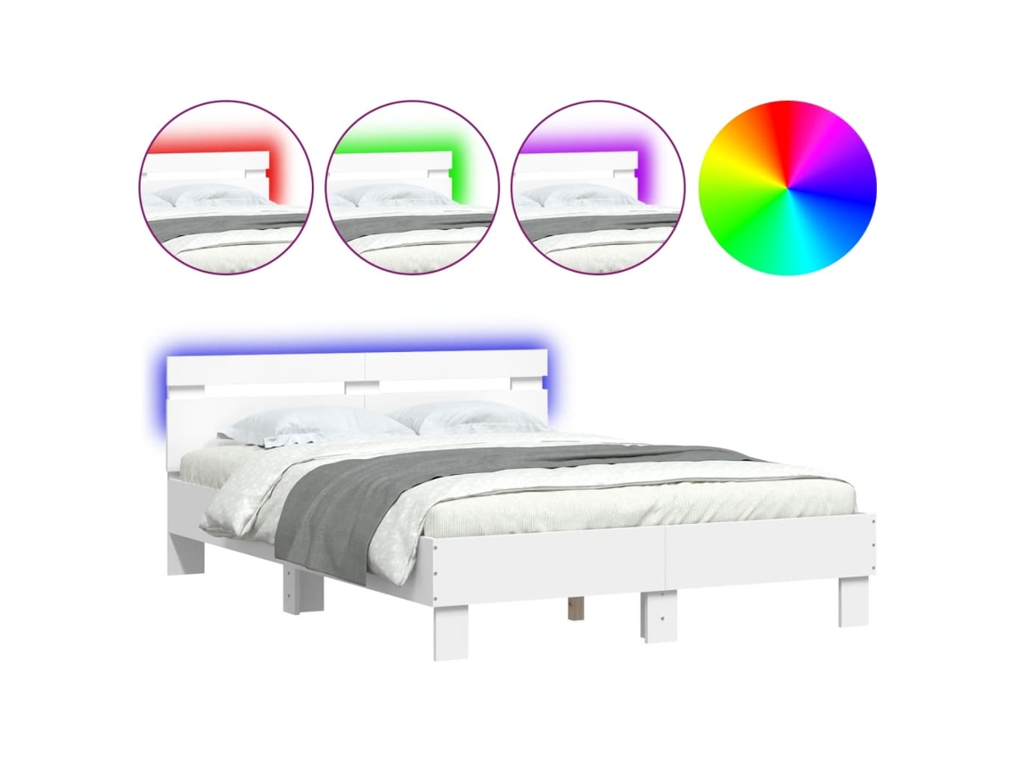 Bed Frame, Bed Frames Vidaxl Branco Madeira Processada (135 X 190 Cm)