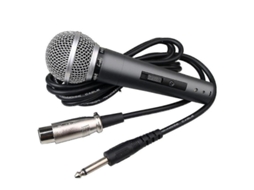 Microfone Dinâmico Fio YURU Sm58s Profissional para Palco, Estúdio, K Song, Gravção com Interface 6.5mm Preto