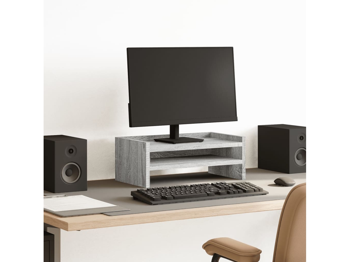 Vidaxl Suporte Monitor 42x24x16 Cm Derivados De Madeira Cinza Sonoma