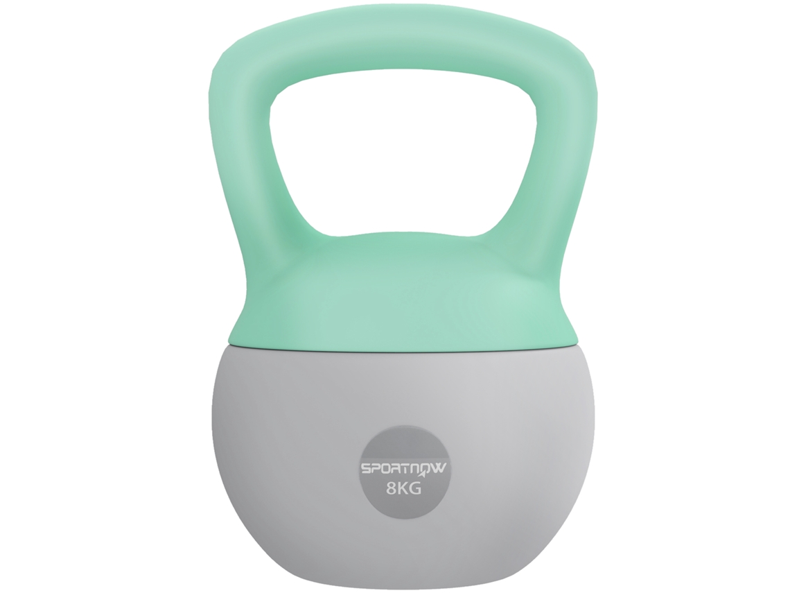 Kettlebell De 8 Kg Pesa Russa Preenchida De Areia Metálica E Alça Antiderrapante Para Treino De Musculação Em Casa Ginásio 19x19x28cm Cinzento