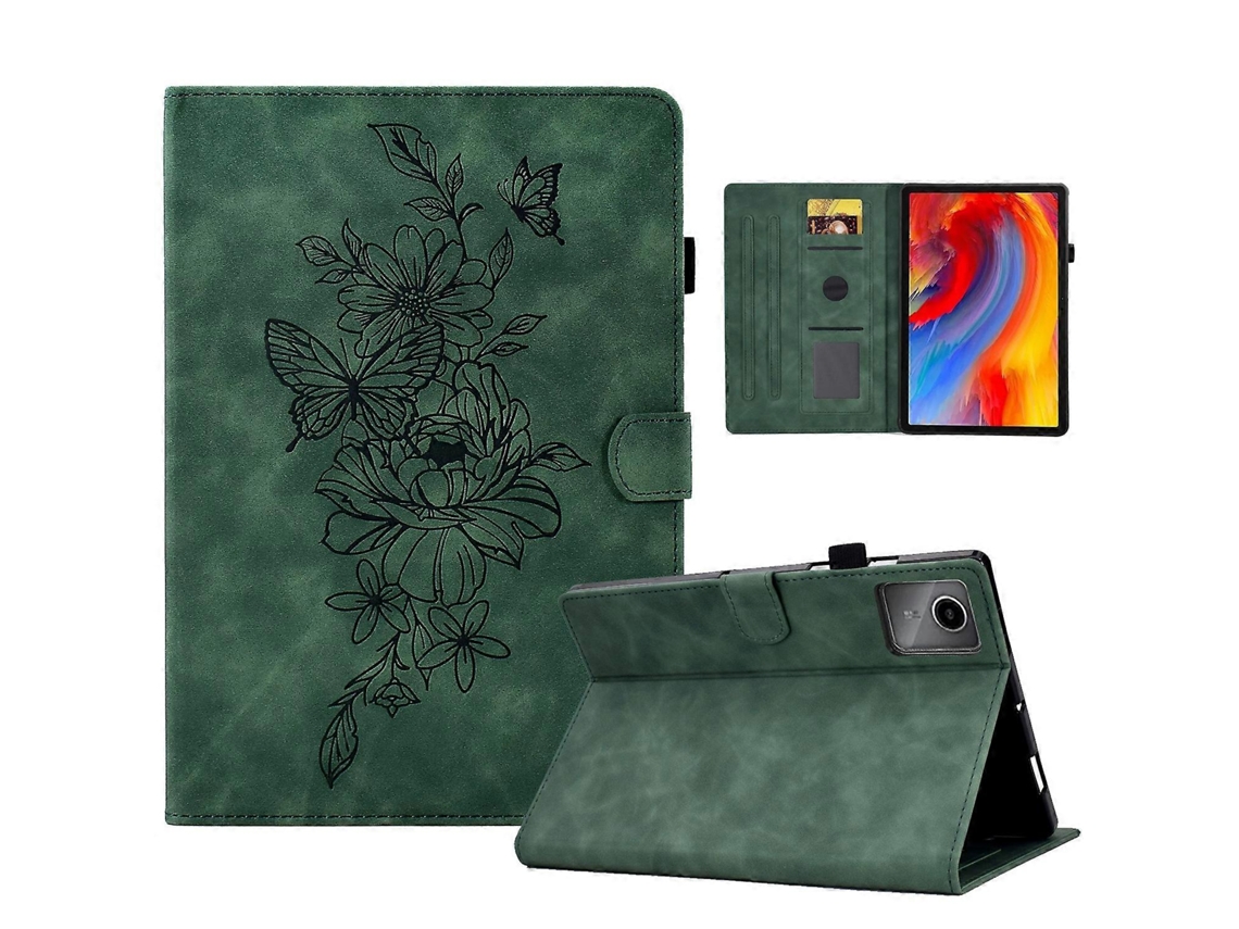 Capa De Tablet, Couro Pu Com Borboleta Em Relevo, Proteção E Suporte, Flip Para Tablet 12.1 Polegadas 2025green