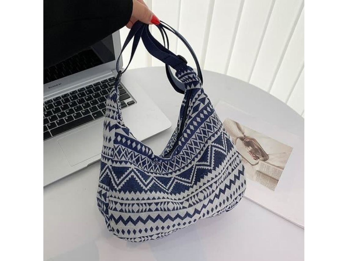 Bolsa de Lona AQUAFORGE, Grande, Estilo Étnico, Alça de Ombro