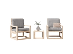 Vidaxl 3 Pcs Conjunto Lounge De Jardim Madeira De Pinho Maciça