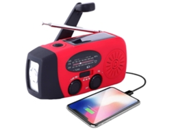 Rádio de emergência AQUAFORGE com células solares, am/fm, manivela, lanterna led e bateria 2000mah
