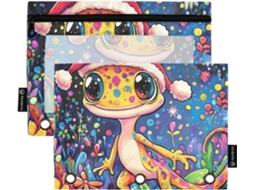Pasta De Argolas Colorida Sweet Geckoes Com Janela Transparente, Organizador Reforçado Com Ilhós E Fecho, Pasta Com 3 Furos