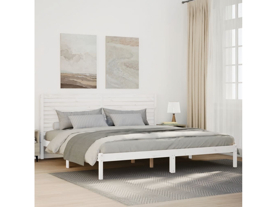 Vidaxl Cama Extra Longa Sem Colchão 180x210 Cm Madeira Maciça