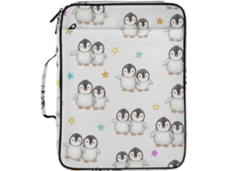 Pasta Expansível Com Estampa De Pinguim Em Aquarela, Organizador Com 7 Bolsos E 3 Argolas, Ideal Escola, Escritório