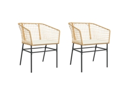 Conjunto de 2 Cadeiras de Jardim com Almofadões Vime Pe Castanho MAISON EXCLUSIVE