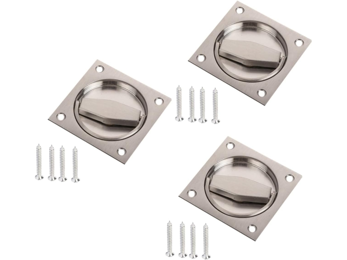 Conjunto De 3 Puxadores Embutidos Em Aço Inoxidável Para Portas De Correr E De Puxar.