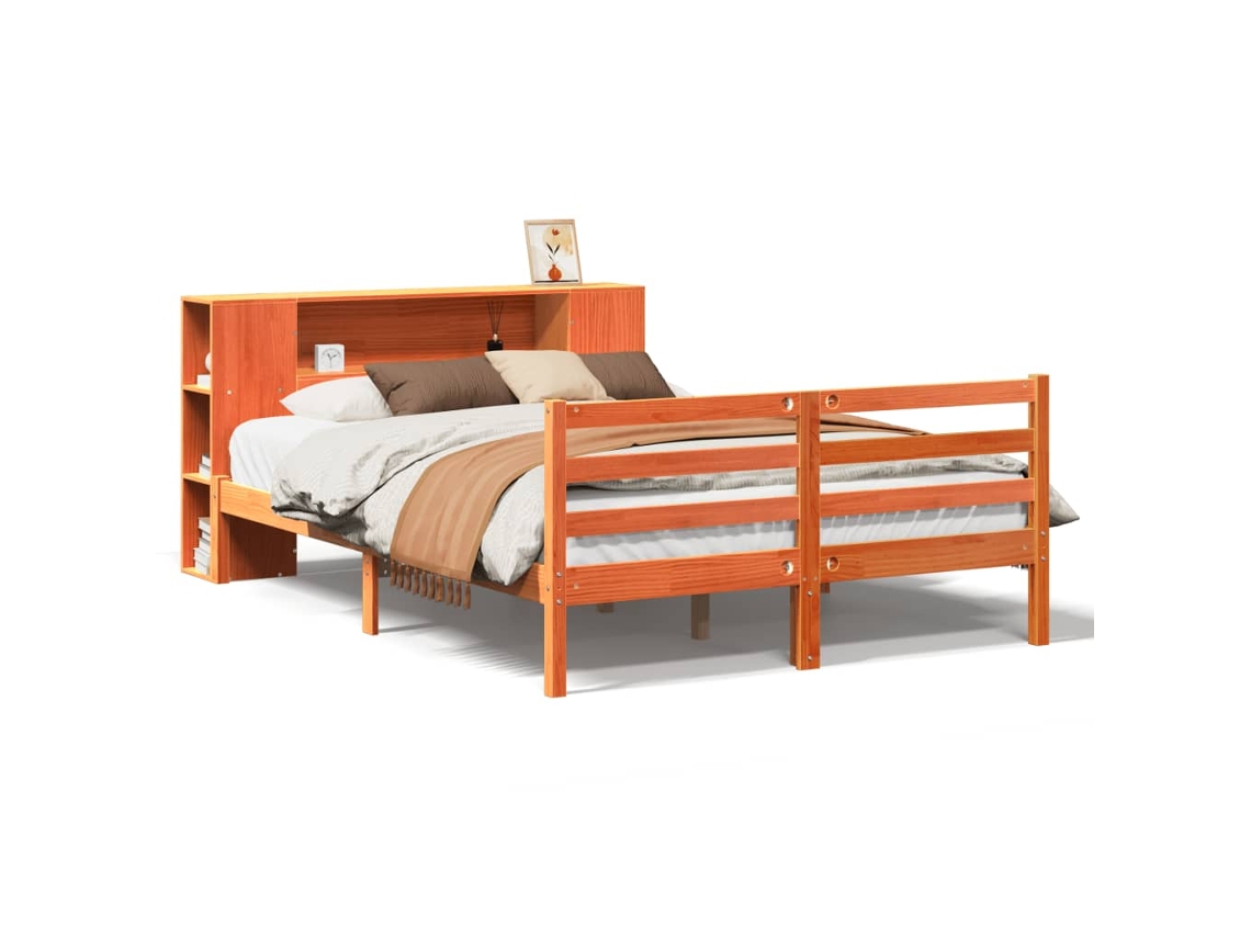 Cama com Estante Sem Colchão 150x200 Cm Pinho Maciço MAISON EXCLUSIVE