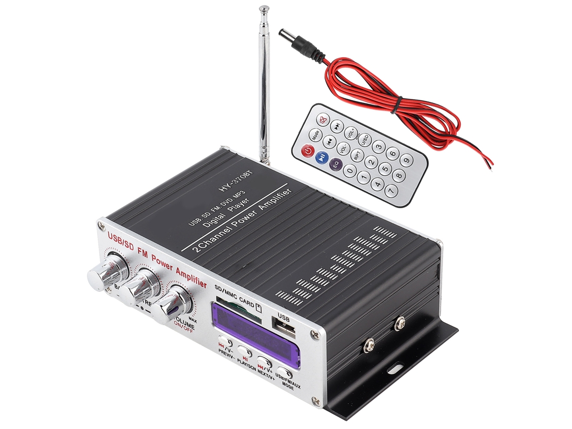 Amplificador de potência HiFi Bluetooth estéreo com controle remoto para carro e casa | S/MARCA