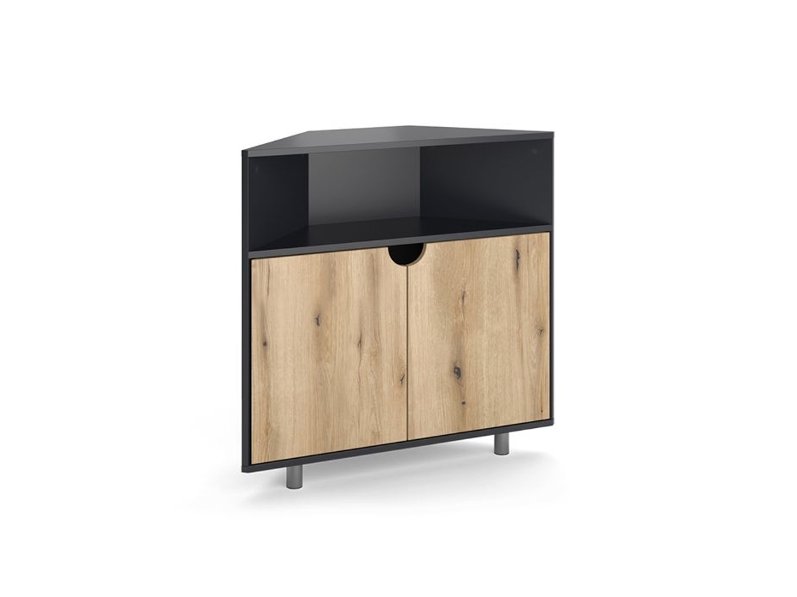 Comoda Inaro, 79x76cm Com 3 Compartimentos, Antracite/ Carvalho, Vicco