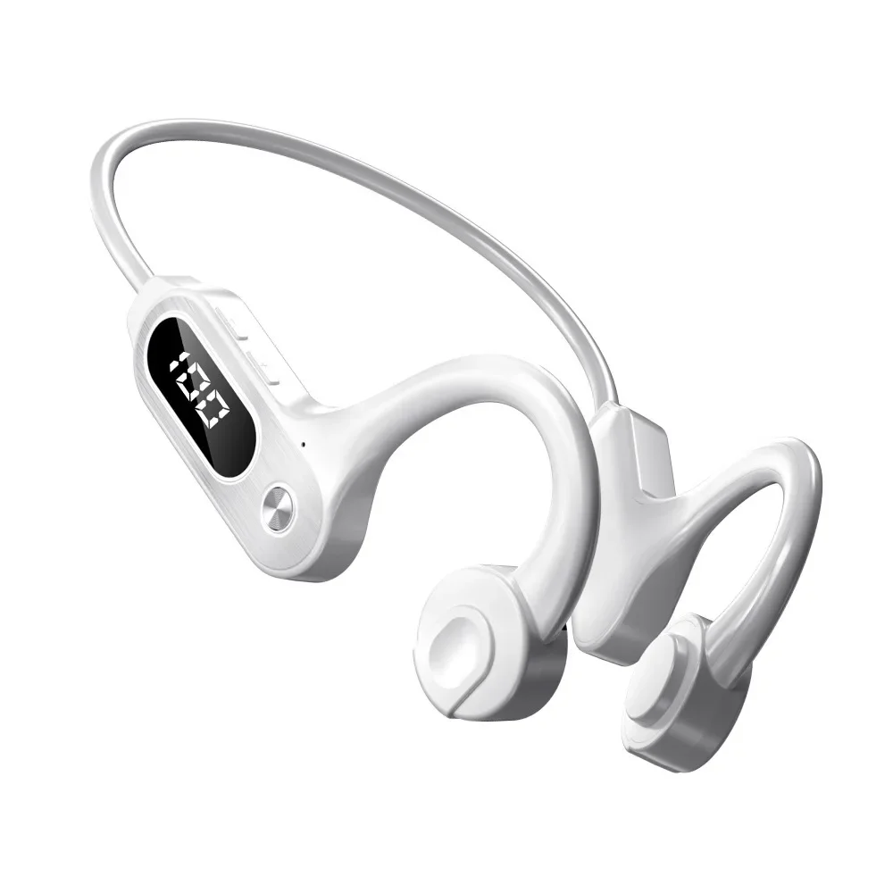 Fones De Ouvido Bluetooth 5.3 Com Condução Óssea (brancos), Design Com Gancho Auricular E Resistência À Água Ipx5.