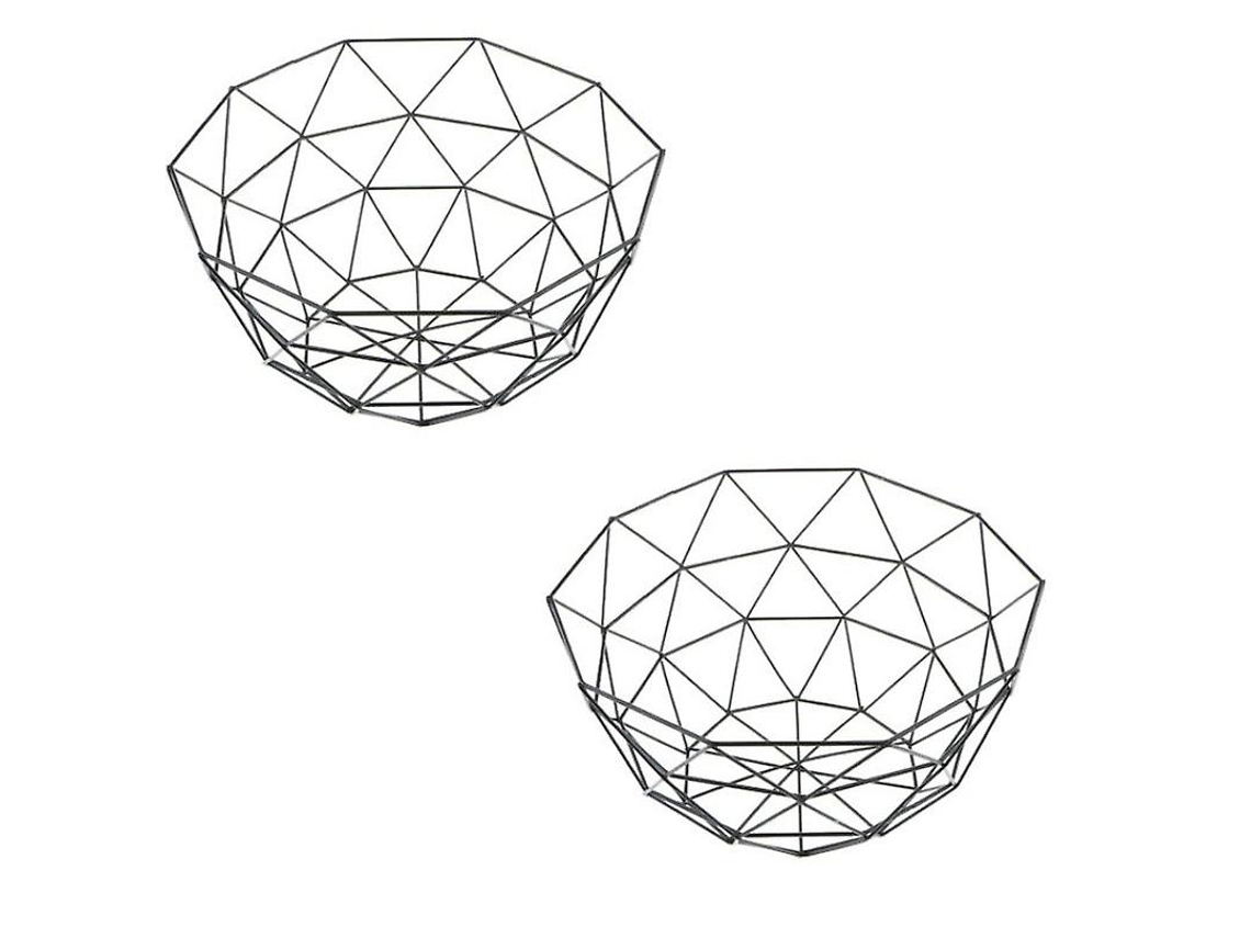 Rebe cesta de Frutas de Hierro Multifuncional Metal Fruit L Con Diseño Geométrico para Almacenar Frutas Verduras Y Decoración de Cocina