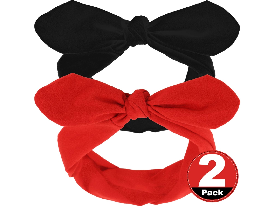 2 Peças Retro Headbands Vermelho Preto Faixa de Cabelo Vintage Fio Bandana Orelha de Coelho Arco Headwrap para Meninas e Mulheres JEDBESETZT